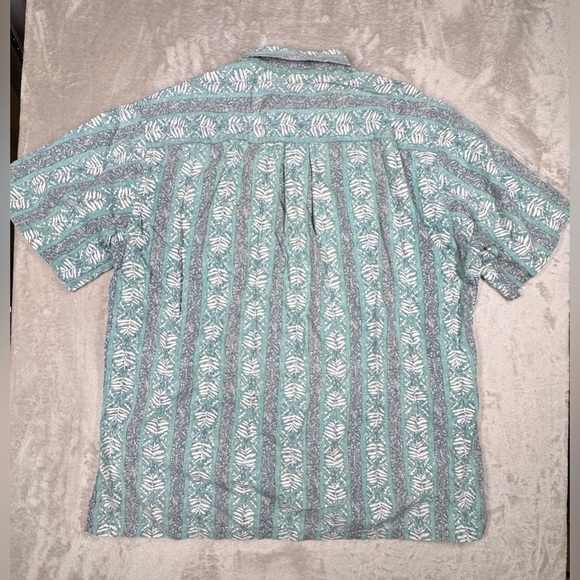 Cooke Street Honolulu Cotton Hawaiian Tropical Turquoise Button Down Shirt XL - Picture 10 of 14